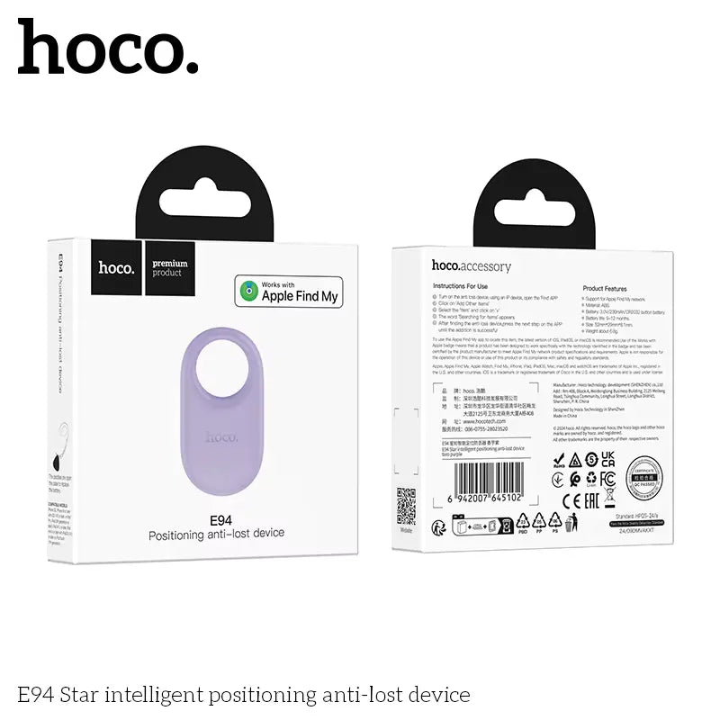 HOCO E94 GPS AirTags Tracker - Intelligent Positioning & Anti-Lost Device, Apple Find My Network Support - Saif Al Najmi Kw